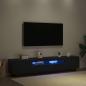 Preview: TV-Schrank mit LED-Licht in Schwarz und Eiche 200x35x40 cm aus Holzwerkstoff