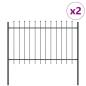 Preview: Gartenzaun mit Spear-Top Grau 3,4x1,2 m aus Stahl