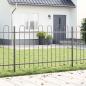 Preview: ARDEBO.de - Gartenzaun mit Bogenoberseite Grau 5,1 x 1,2 m aus Stahl