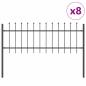 Preview: Gartenzaun mit Spear Top Grau 13,6x0,6 m aus Stahl