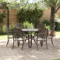 Preview: 7-teiliges Garten-Esszimmer-Set aus Bronze und Gusseisen