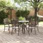 Preview: 7-teiliges Garten-Esszimmer-Set aus bronzefarbenem Gusseisen