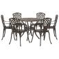 Preview: 7-teiliges Garten-Esszimmer-Set aus Bronze-Guss-Aluminium