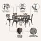 Preview: 7-teiliges Garten-Esszimmer-Set aus Bronze-Guss-Aluminium