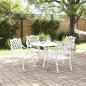 Preview: 5-teiliges Garten-Esszimmer-Set aus weißem Guss-Aluminium
