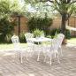 Preview: 5-teiliges Garten-Esszimmer-Set aus weißem Gusseisen