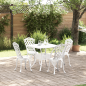 Preview: 5-teiliges Garten-Esszimmer-Set aus weißem Gusseisen