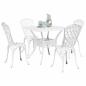 Preview: 5-teiliges Garten-Esszimmer-Set aus weißem Gusseisen