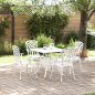 Preview: 5-teiliges Garten-Esszimmer-Set aus weißem Gusseisen