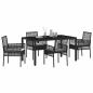 Preview: 5-teiliges Gartenset mit Kissen Schwarz Poly-Rattan