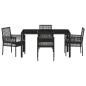 Preview: 5-teiliges Gartenset mit Kissen Schwarz Poly-Rattan