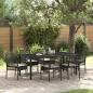 Preview: ARDEBO.de - 7-teiliges Garten-Dining-Set mit Kissen Schwarz Poly Rattan