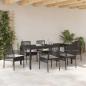 Preview: 7-teiliges Garten-Dining-Set mit Kissen Schwarz Poly Rattan