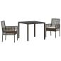 Preview: 3-teiliges Garten-Esszimmer-Set mit Kissen Braun Poly Rattan