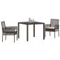 Preview: 3-teiliges Garten-Esszimmer-Set mit Kissen Braun Poly Rattan