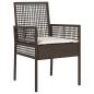 Preview: 3-teiliges Garten-Esszimmer-Set mit Kissen Braun Poly Rattan