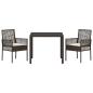 Preview: 3-teiliges Garten-Esszimmer-Set mit Kissen Braun Poly Rattan