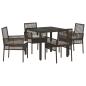 Preview: 5-teiliges Garten-Esszimmer-Set mit Kissen aus braunem Poly-Rattan