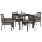 Preview: 5-teiliges Garten-Esszimmer-Set mit Kissen aus braunem Poly-Rattan
