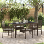Preview: 5-teiliges Garten-Ess-Set mit Kissen Braun Poly Rattan