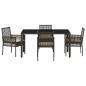 Preview: 5-teiliges Garten-Ess-Set mit Kissen Braun Poly Rattan