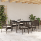 Preview: 7-teiliges Garten-Dining-Set mit Kissen in Braunem Poly-Rattan