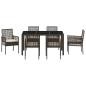 Preview: 7-teiliges Garten-Dining-Set mit Kissen in Braunem Poly-Rattan