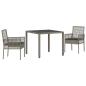 Preview: 3-teiliges Garten-Dining-Set mit Kissen Grau Poly-Rattan