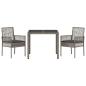 Preview: 3-teiliges Garten-Dining-Set mit Kissen Grau Poly-Rattan