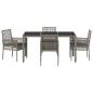 Preview: 5-teiliges Gartenset mit Kissen Grau Poly Rattan