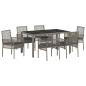 Preview: 7-teilige Garten-Essgruppe mit Kissen Grau Poly Rattan
