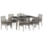 Preview: 7-teilige Garten-Essgruppe mit Kissen Grau Poly Rattan