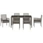 Preview: 7-teilige Garten-Essgruppe mit Kissen Grau Poly Rattan