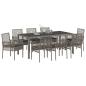 Preview: 9-teiliges Gartentischset mit Kissen Grau Poly Rattan