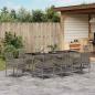 Preview: 9-teiliges Garten-Diningset mit Kissen Grau Poly Rattan