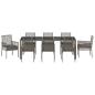 Preview: 9-teiliges Garten-Diningset mit Kissen Grau Poly Rattan