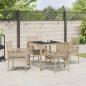 Preview: 5-teiliges Garten-Esszimmer-Set mit Kissen Beige Poly Rattan