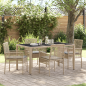 Preview: 5-teilige Garten-Essgruppe mit Kissen Beige Poly Rattan