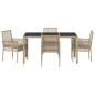 Preview: 5-teilige Garten-Essgruppe mit Kissen Beige Poly Rattan