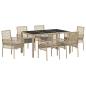 Preview: 7-teiliges Garten-Dining-Set mit Kissen Beige Poly Rattan