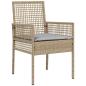 Preview: 7-teiliges Garten-Dining-Set mit Kissen Beige Poly Rattan
