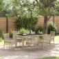 Preview: 7-teiliges Garten-Dining-Set mit Kissen Beige Poly Rattan