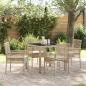 Preview: ARDEBO.de - 5-teilige Garten-Speisegruppe mit Kissen Beige Poly Rattan