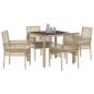 Preview: 5-teilige Garten-Speisegruppe mit Kissen Beige Poly Rattan