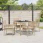 Preview: 5-teilige Garten-Speisegruppe mit Kissen Beige Poly Rattan