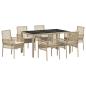 Preview: 7-teiliges Garten-Esszimmer-Set mit Kissen Beige Poly Rattan
