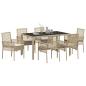 Preview: 7-teiliges Garten-Esszimmer-Set mit Kissen Beige Poly Rattan