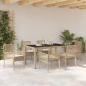 Preview: 7-teiliges Garten-Esszimmer-Set mit Kissen Beige Poly Rattan