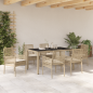 Preview: 7-teiliges Garten-Esszimmer-Set mit Kissen Beige Poly Rattan
