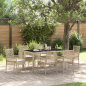 Preview: 7-teiliges Garten-Esszimmer-Set mit Kissen Beige Poly Rattan